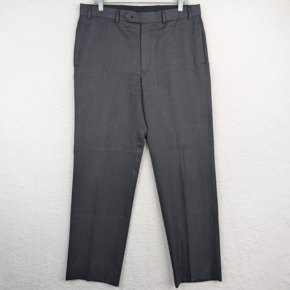 Brooks Brothers "Madison Fit" Dress Pants Men's 35x32 Charcoal Wool Flat Front